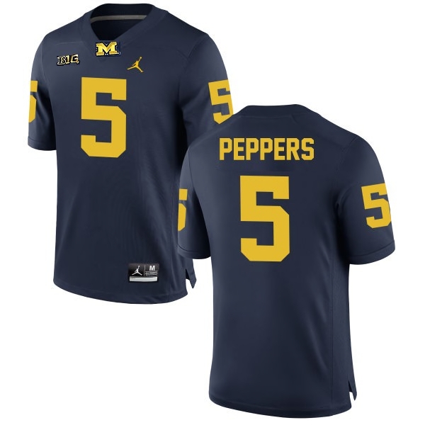 Michigan Wolverines Men's NCAA Jabrill Peppers #5 Navy Alumni Game College Football Jersey QJY2349DN